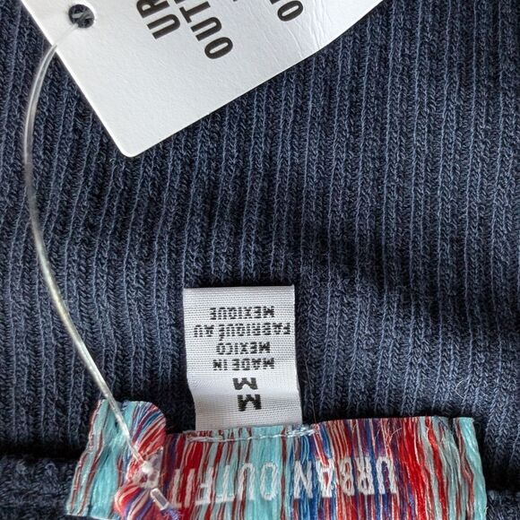 Urban Outfitters navy side button rib knit mini skirt size M nwt - Picture 6 of 8